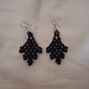 Elegant Black Beaded Earrings